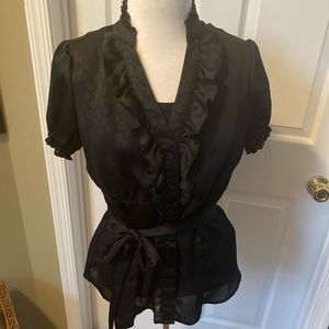 Black Ruffle Blouse